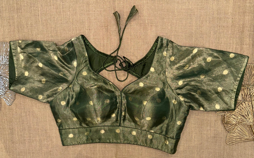 Image of Tissue Solid Sleeveless Blouses With Elbow Sleeves