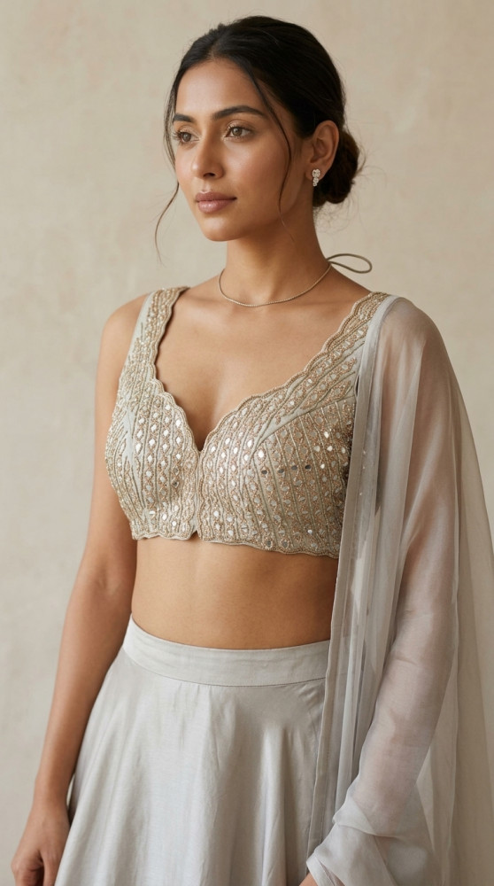 Image of Mirror Work designer Sleeveless Blouse