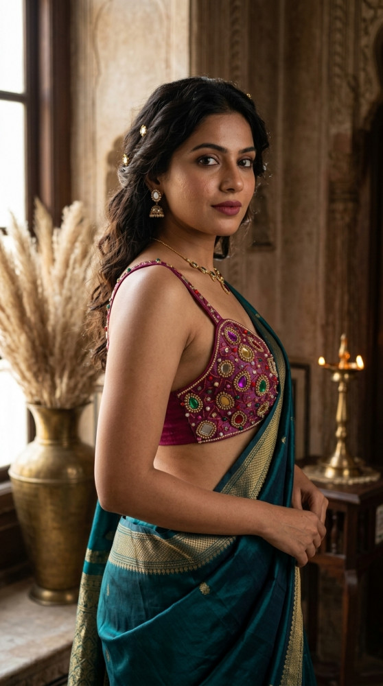 Image of Wine Beaded Bralette Blouse