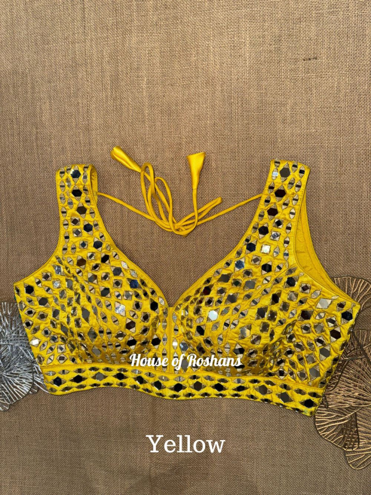 Image of Yellow Mirror  Work  Blouse