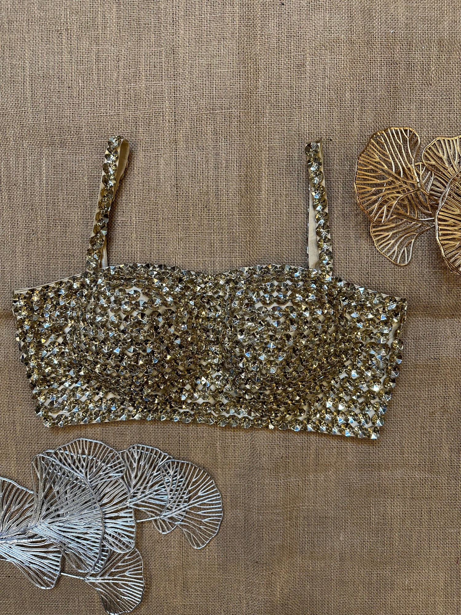 Golden Stone Work Designer Blouse - Main Image