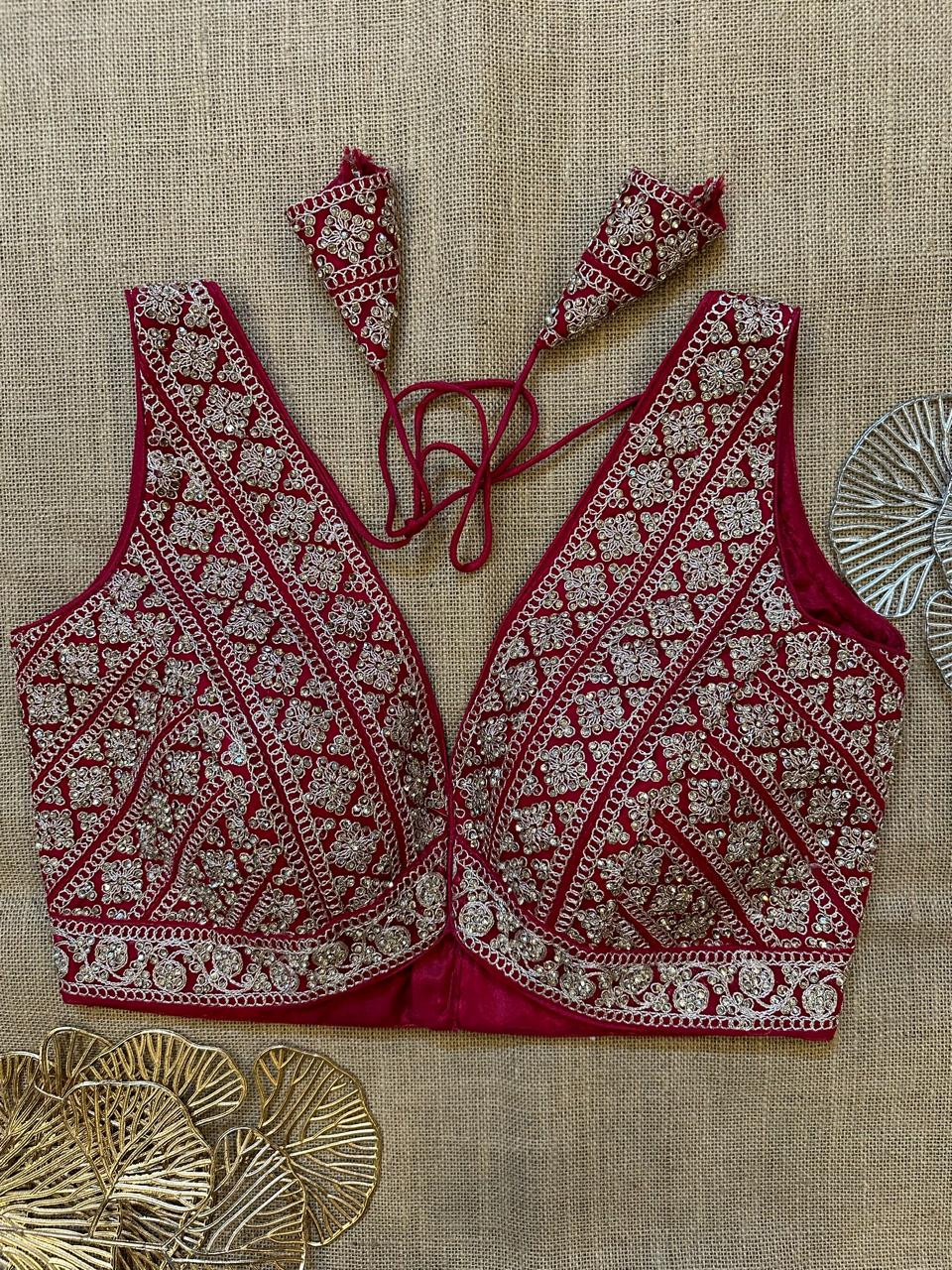 Lace Work Sleeveless Saree Blouse