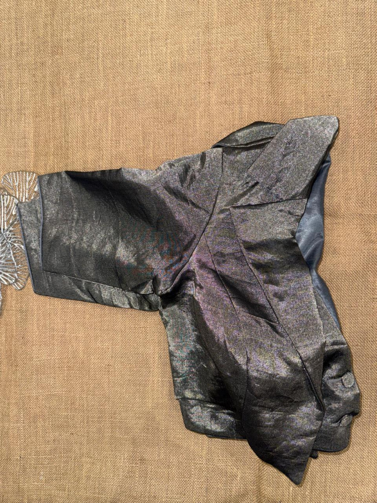 Image of Pure Tissue Striped Jacket  Saree Blouse