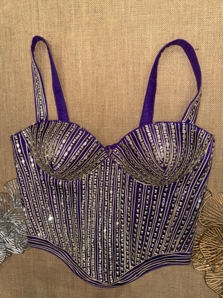 Image of Purple Mirror And Gota Work Long Corset