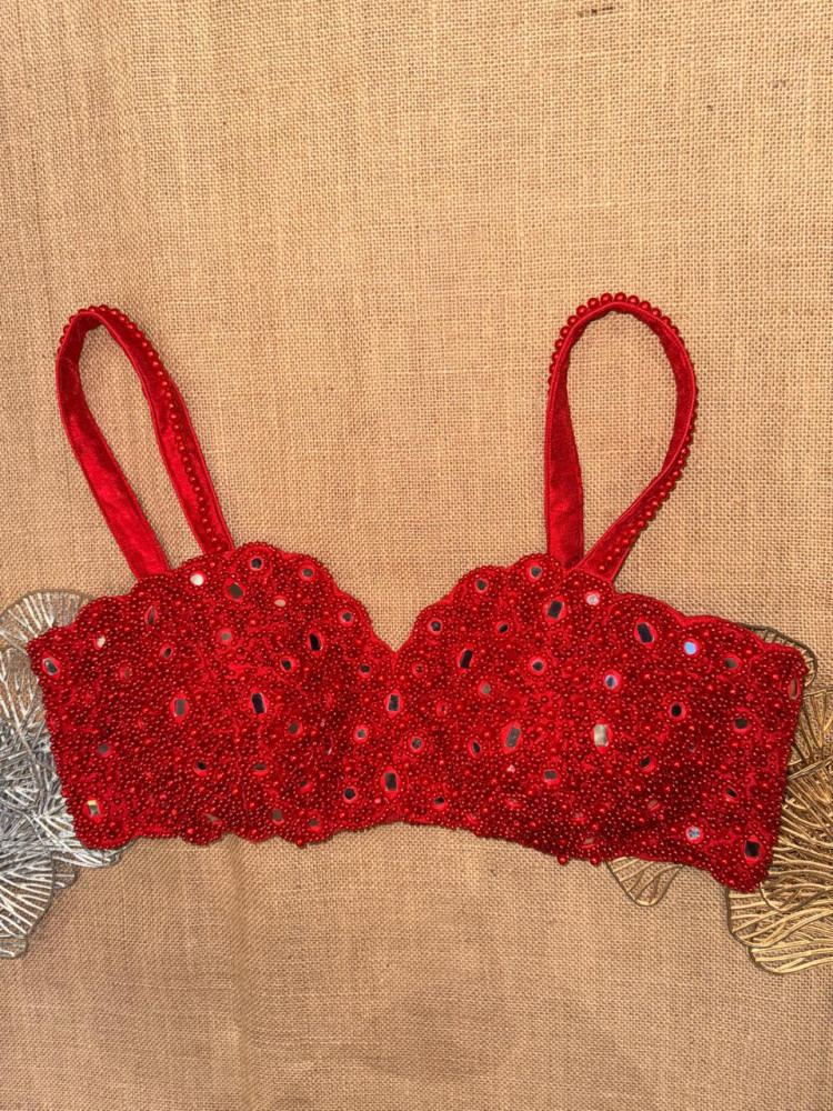 Image of Hand Bead And Mirror Work Party Blouse