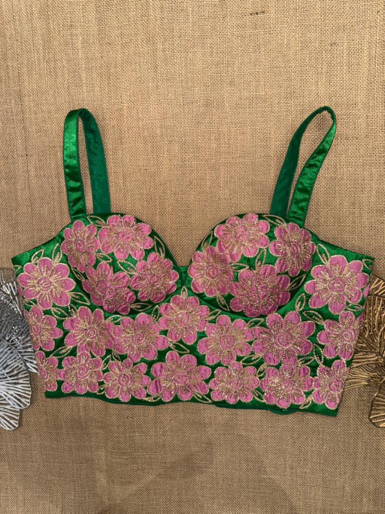 Image of Gota Zari Flower Motifs Corset