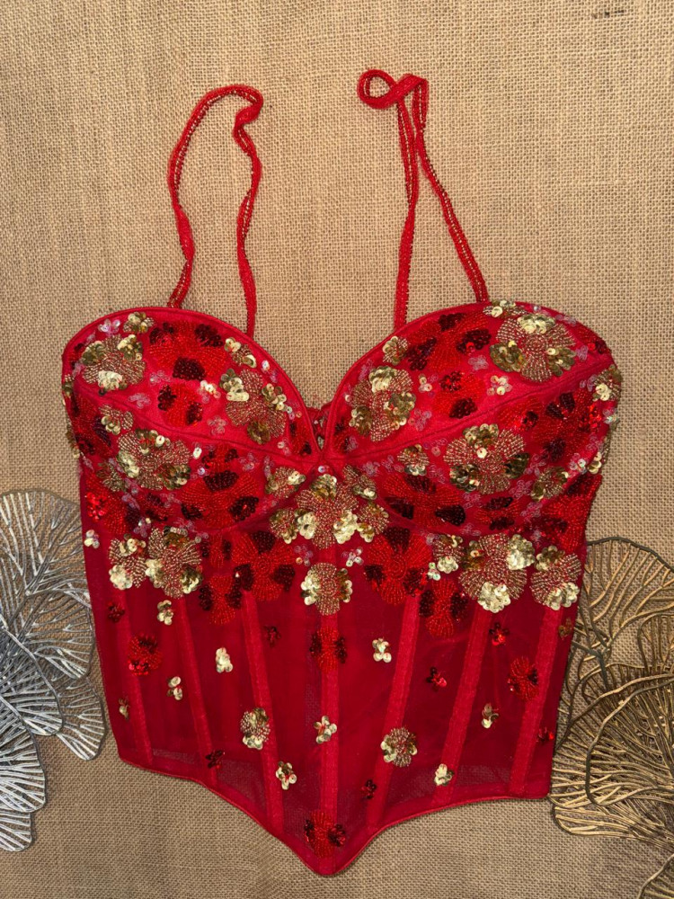 Image of Hand Embroidery Net Corset Blouse