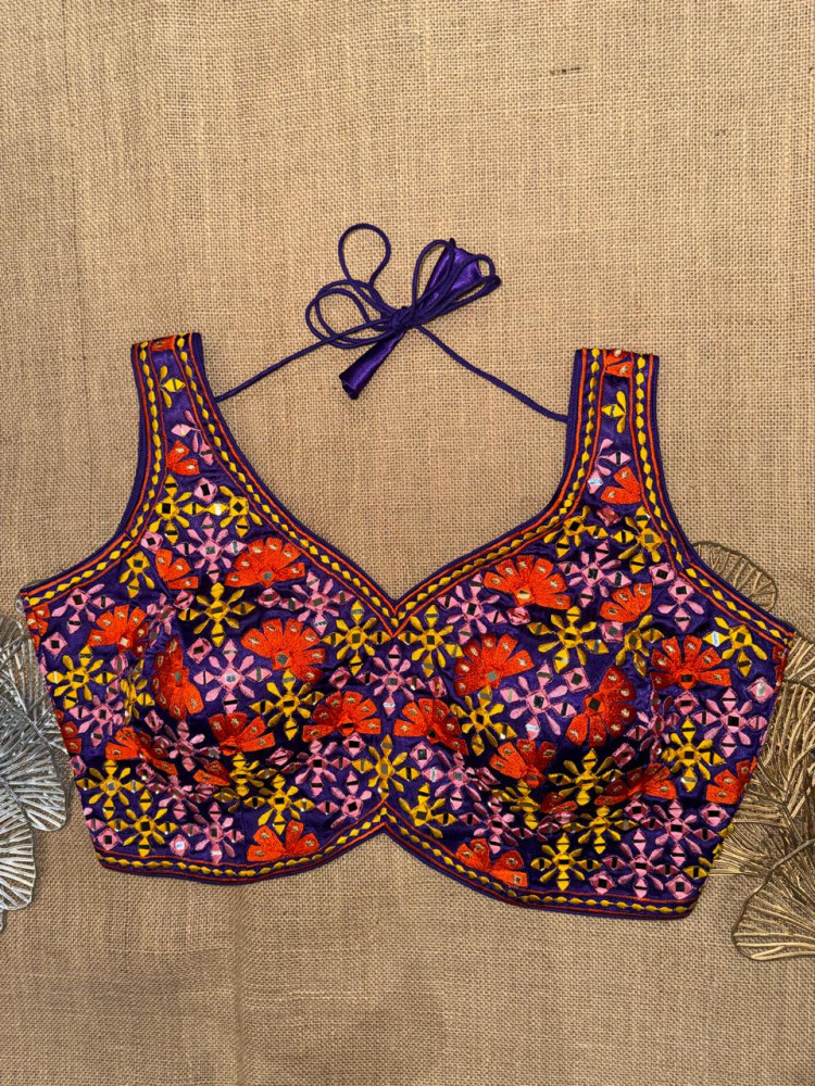 Image of Multicolor Embroidery Sleeveless Blouse