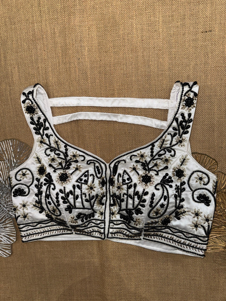 Image of White Hand Embroidery Sleeveless Blouse