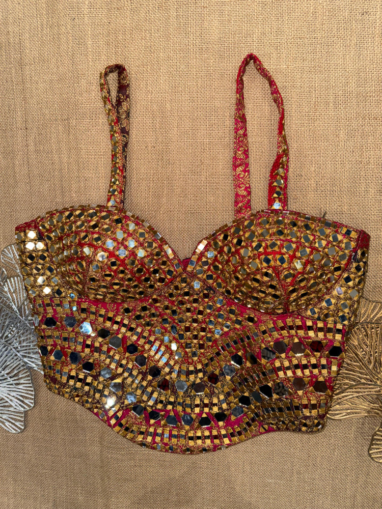 Image of Heavy Mirror Work Corset Blouse