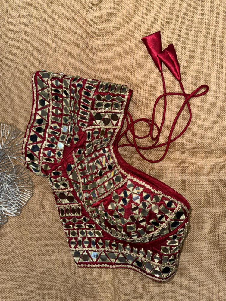 Image of Mirror Gota Embroidery Choli Cut Blouse