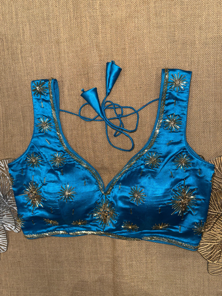 Image of Pipe Bead Work Sleeveless Blouse