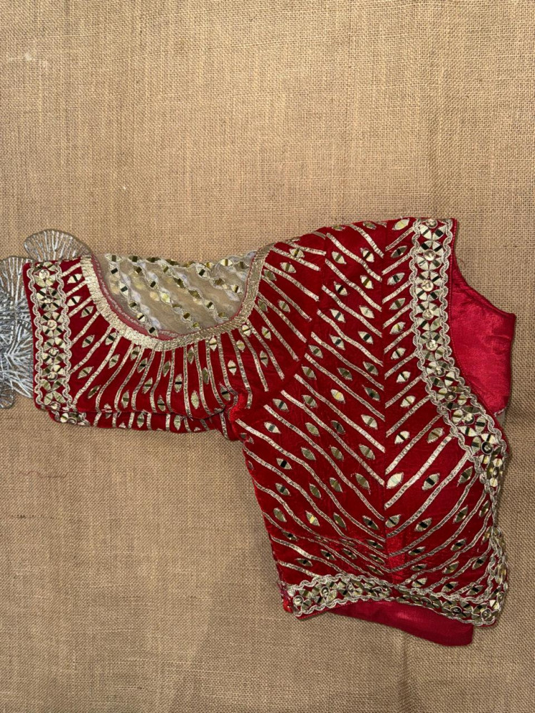 Image of Mirror And Gota Work Velvet Blouse