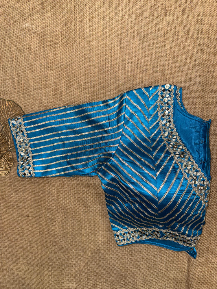 Image of Mirror And Gota Work Sari Blouse