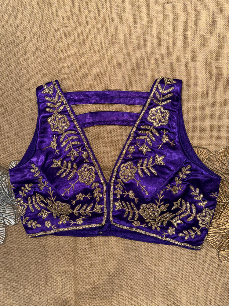 Image of Hand Zircon And Bead Work Sleeveless Blouse