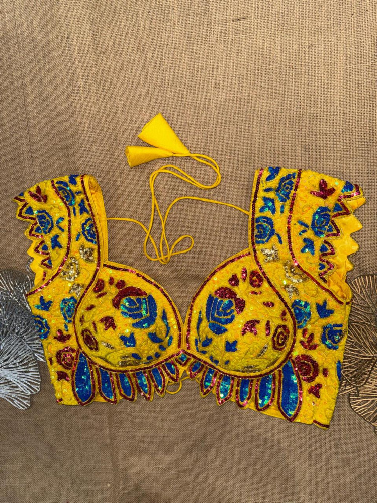 Image of Hand Work Cutout Floral Mega Sleeves Blouse