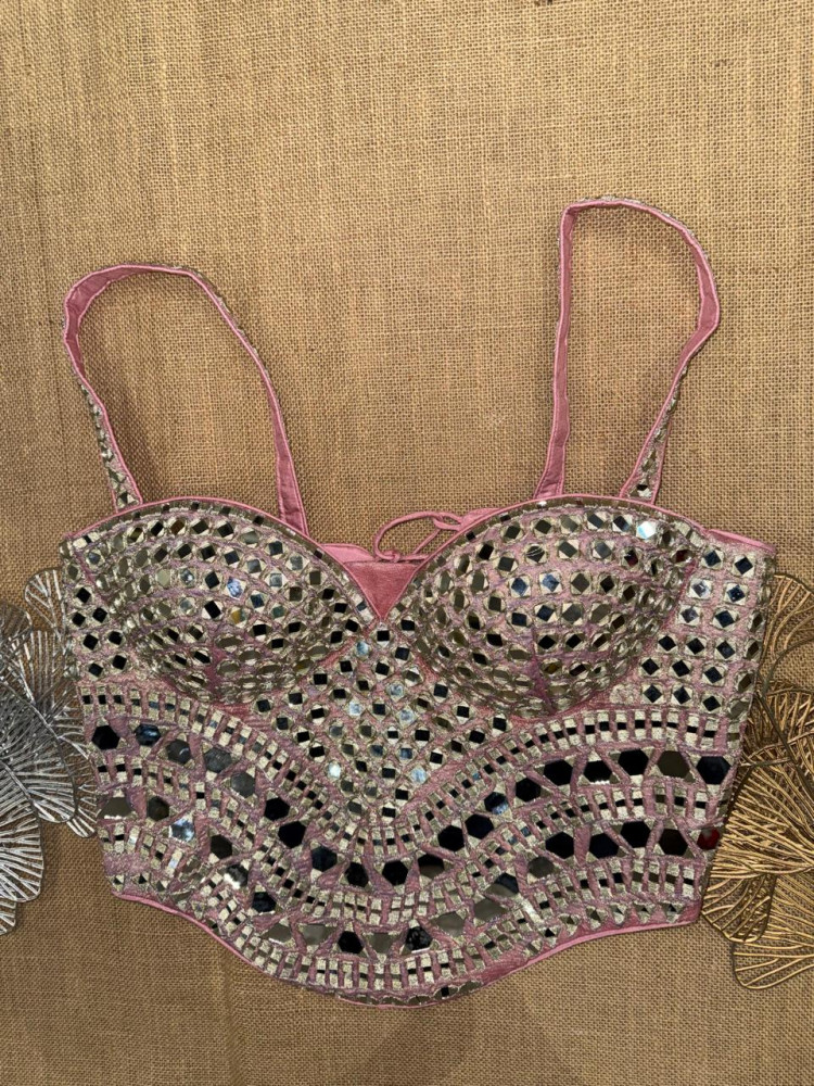 Image of Powder Pink Real Mirror Corset With Dori Back