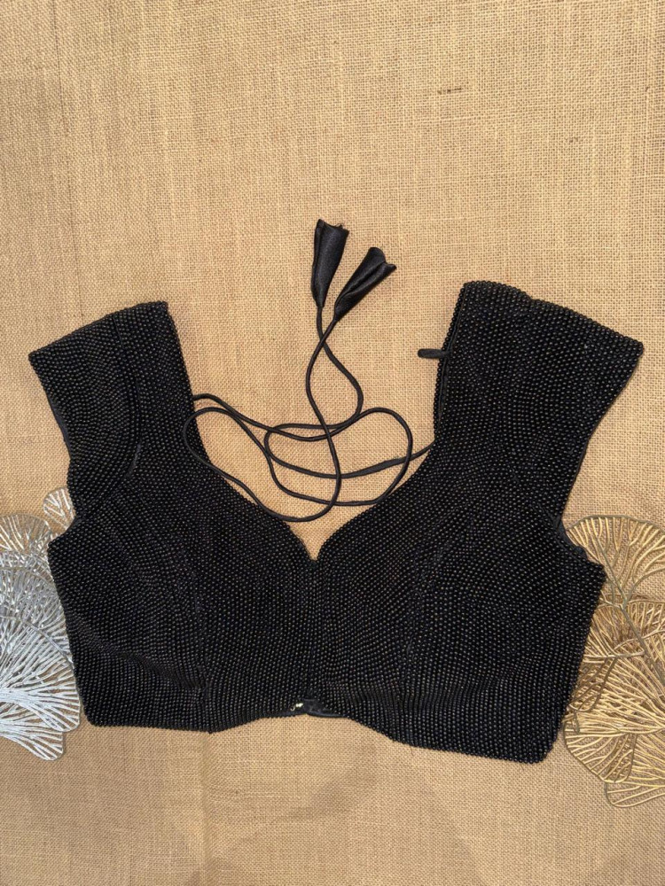 Image of Black Hand Bead Work Designer Blouse
