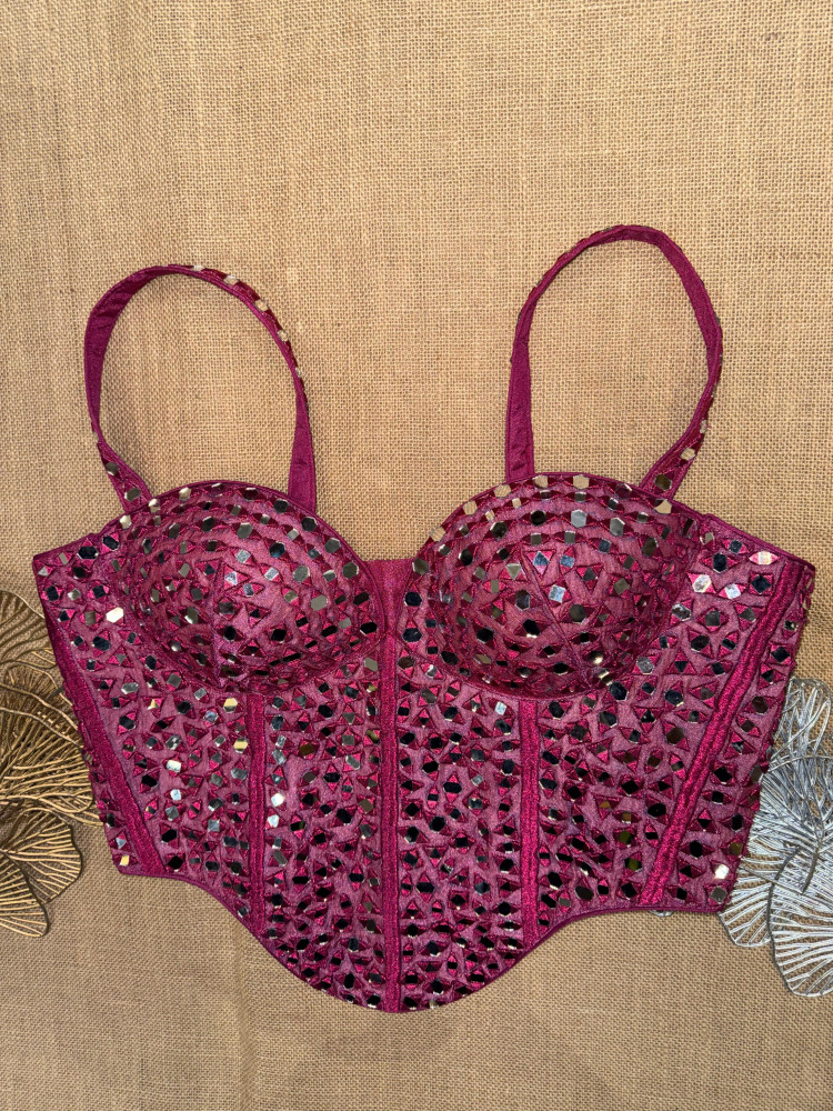 Image of Mirror Hand Embroidery Corset With Straps