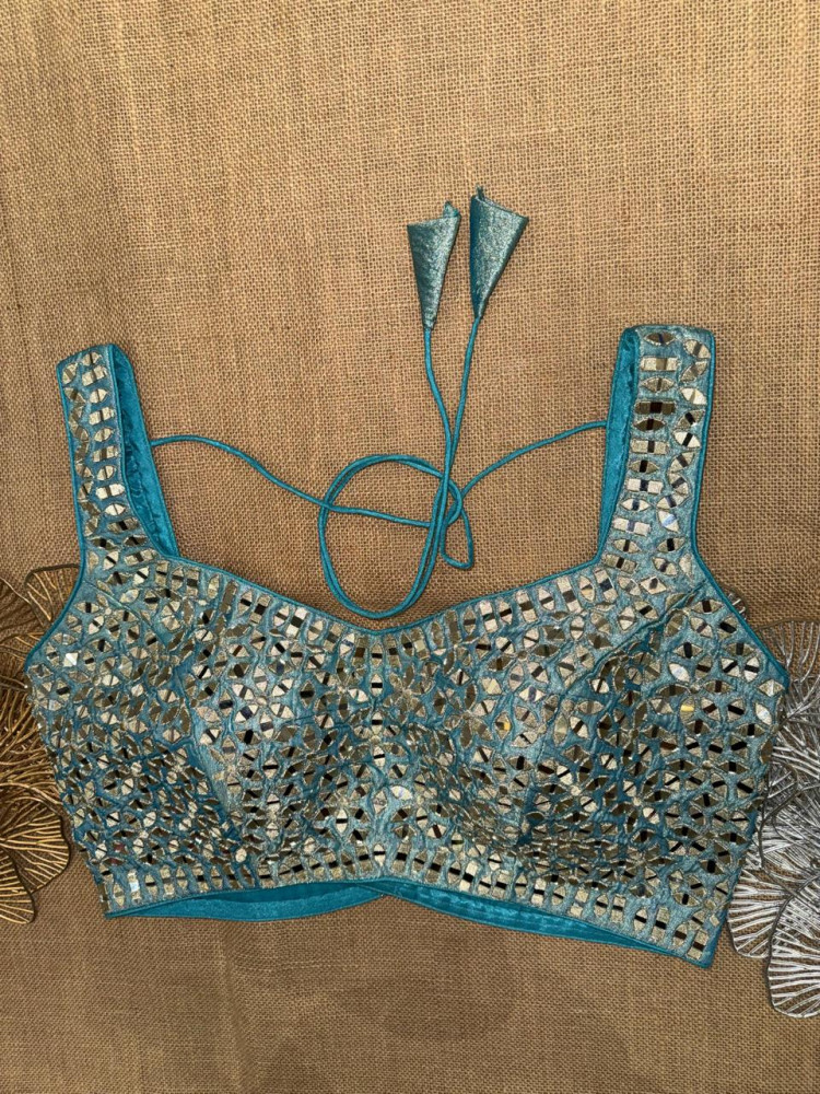 Image of Pure Tissue Mirror Gota Sleeveless Blouse