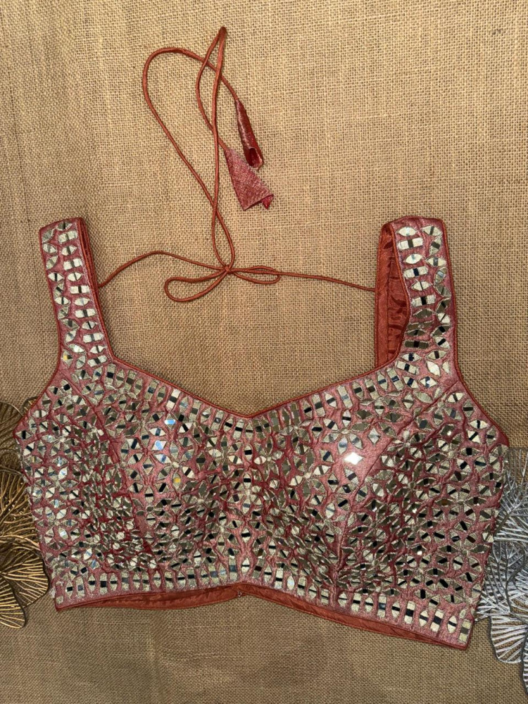 Image of Pure Tissue Mirror Gota Work Sleeveless Blouse