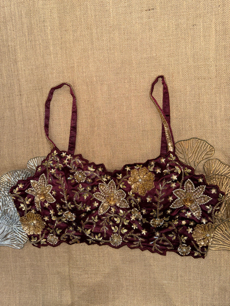 Image of Hand Embroidery Strappy Corset Blouse