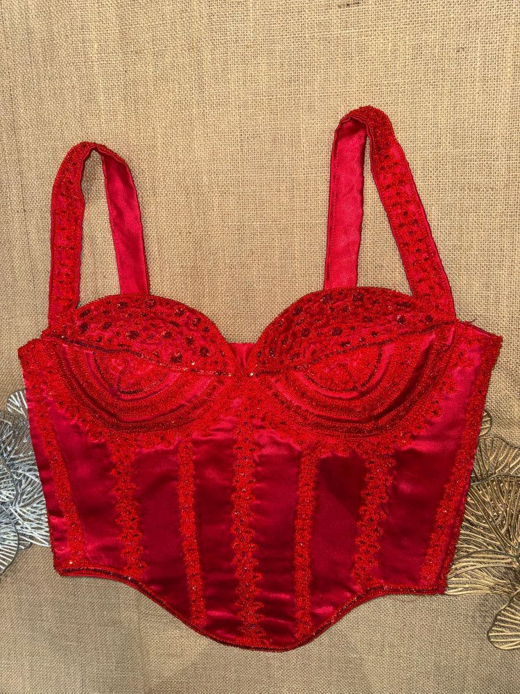 Image of Hand Embroidery Designer Corsets With Straps