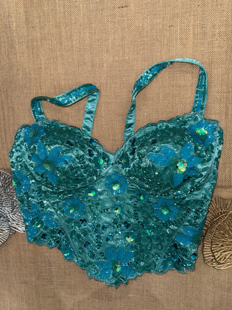 Image of Hand Embroidered Designer Strappy Corset