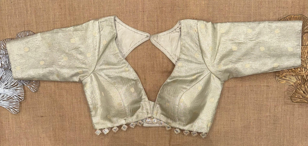 Image of Printed Tissue Blouse with Elbow Sleeve &amp; Tassels