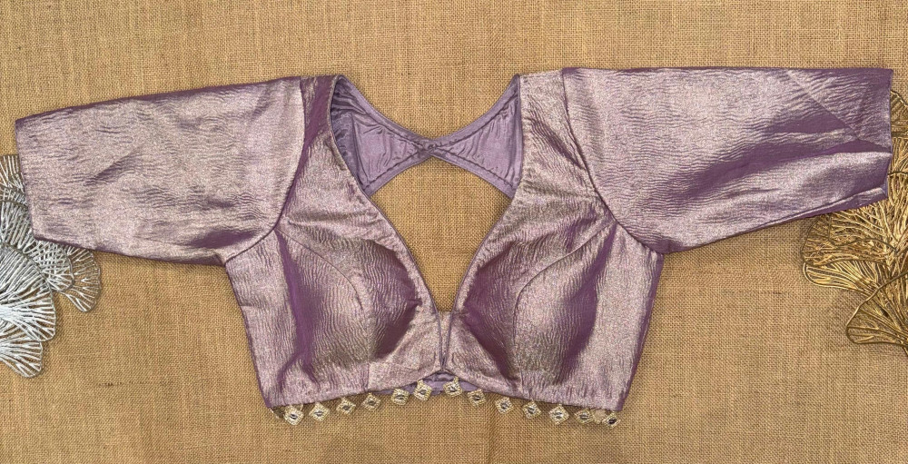 Image of Tissue Blouse with Elbow Sleeve &amp; Tassels