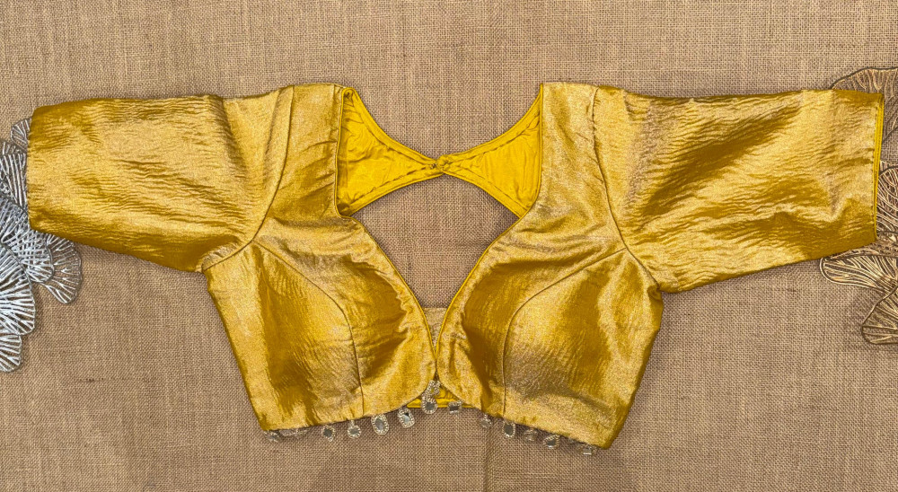 Image of Tissue Blouse with Elbow Sleeve &amp; Tassels