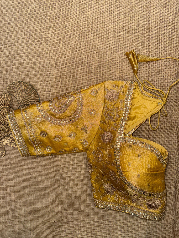 Image of Dori Sequin Hand Work Choli Cut Blouse