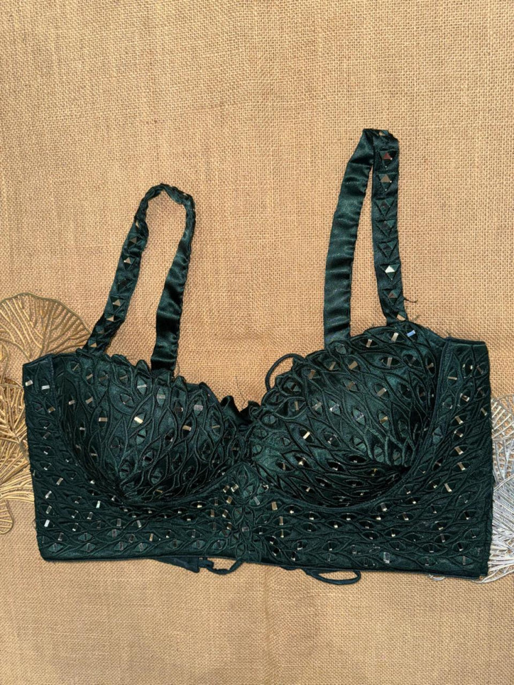 Image of Mirror Work Strappy Party Corset Blouse