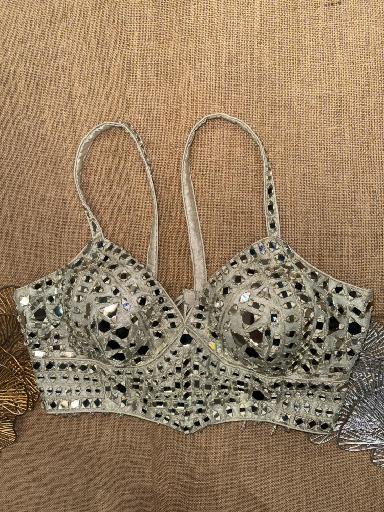 Image of Mirror Work Corset Saree Blouse