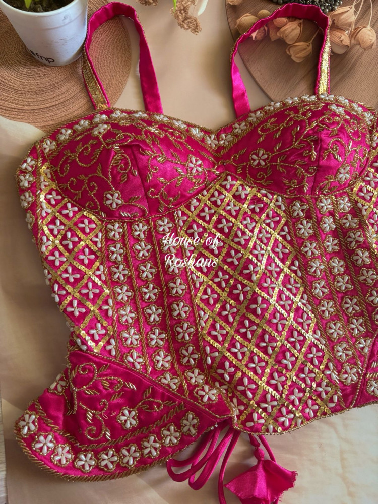 Image of Peplum Corset Embroidered Blouses