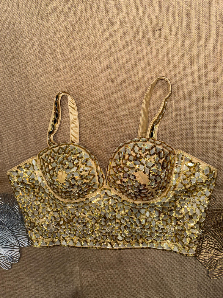 Image of Mirror And Sequin Hand Embroidery Corset