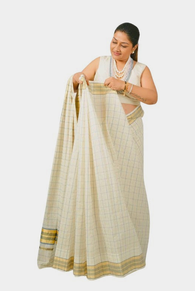 Onam Special: Pleated Shoulder Saree Drape by Dolly Jain
