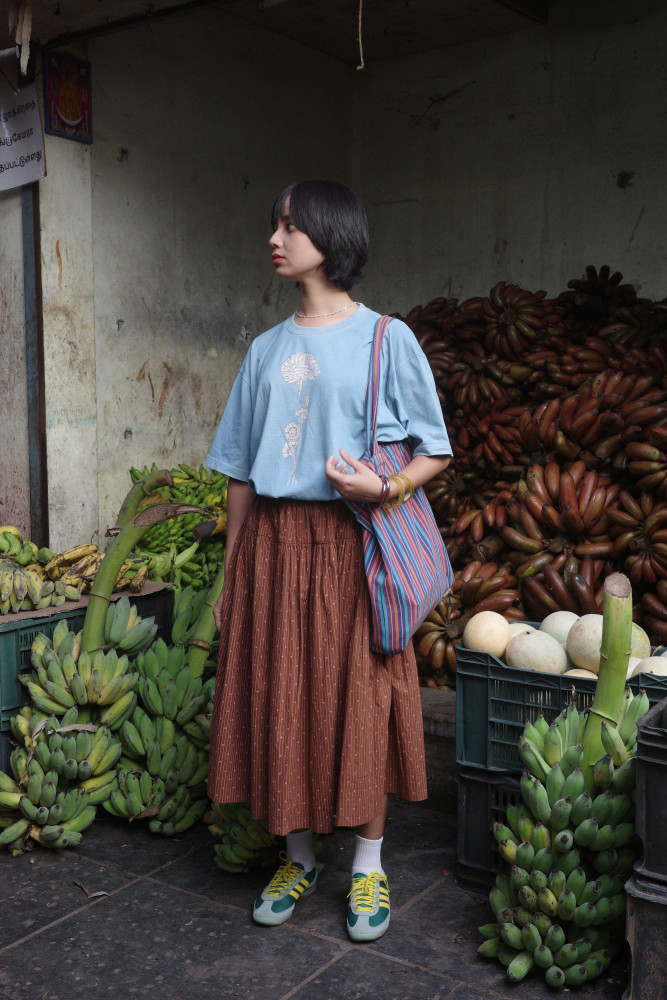 Bindi Skirt- Brown pink polka