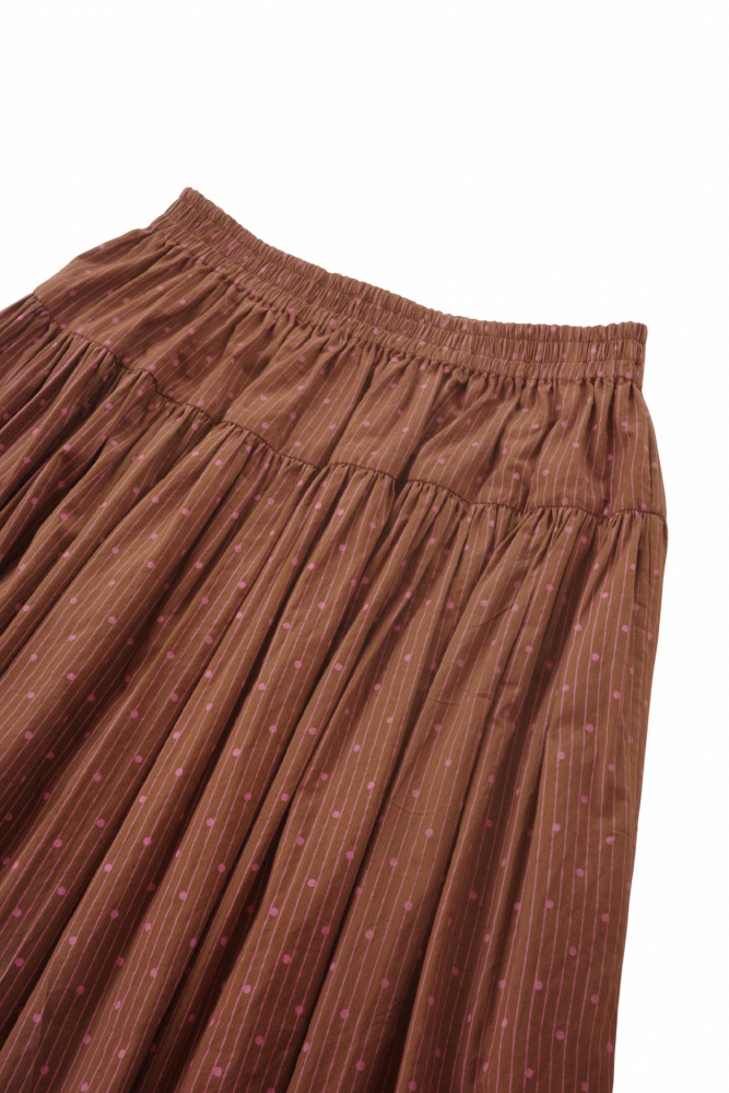 Bindi Skirt- Brown pink polka
