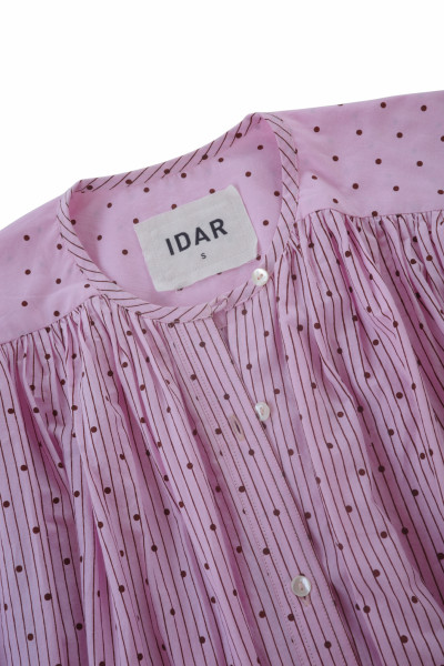 Bella Blouse Poplin - Pink polka dots