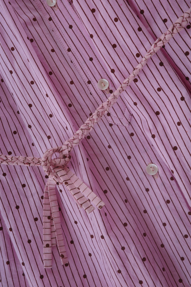 Bella Blouse Poplin - Pink polka dots