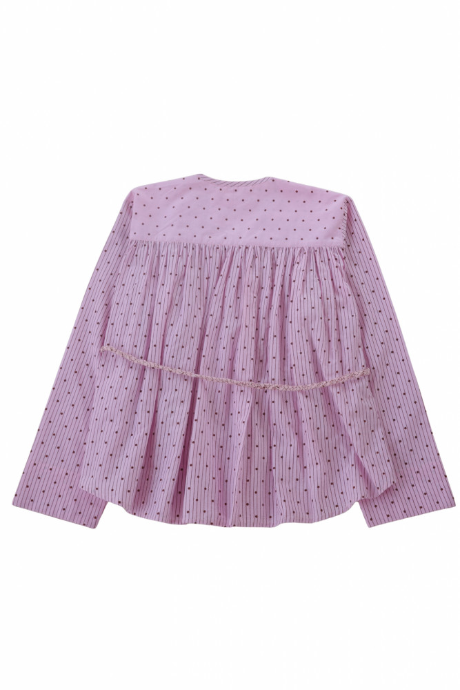 Bella Blouse Poplin - Pink polka dots
