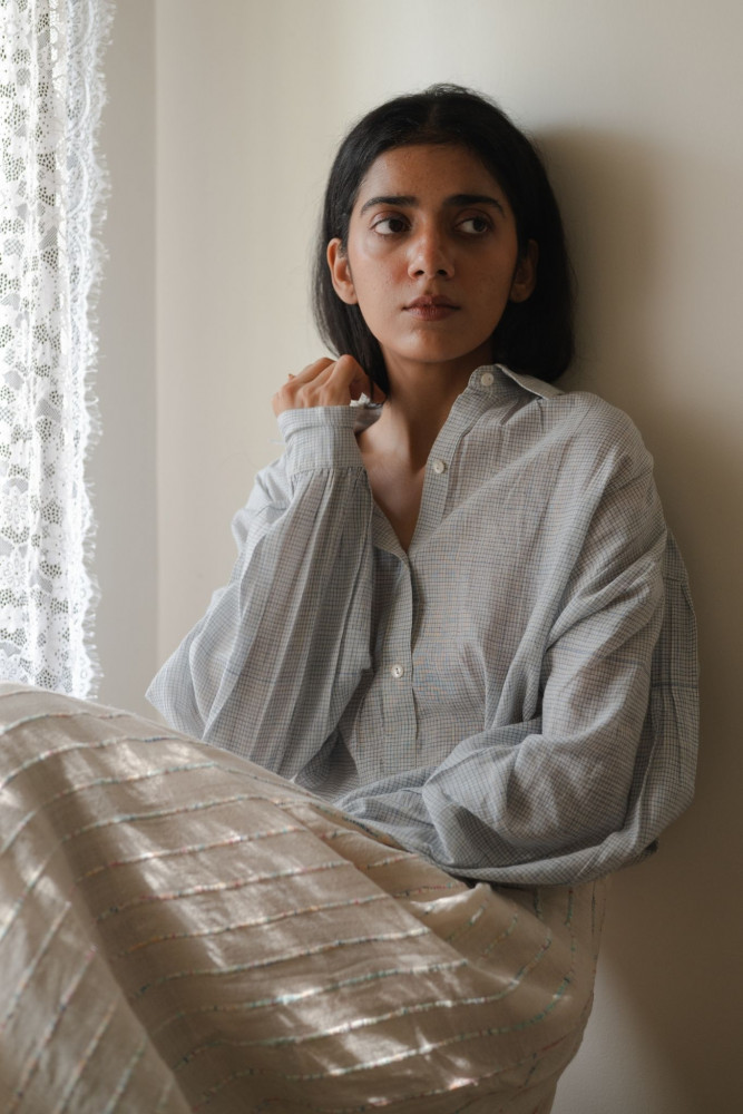 Malli Shirt Checkered Blue - மல்லி சட்டை