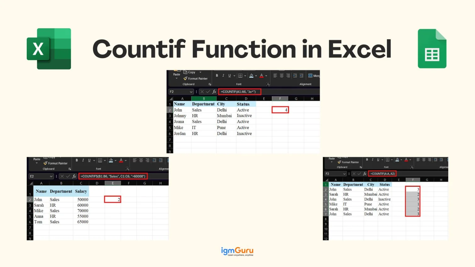 Countif Function in Excel