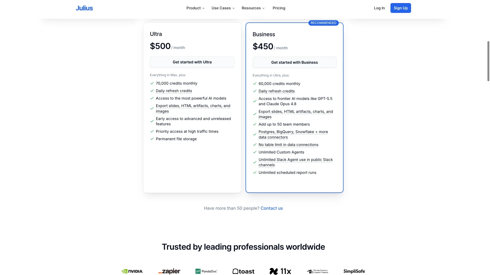 Julius AI Pricing Plans: monthly plan