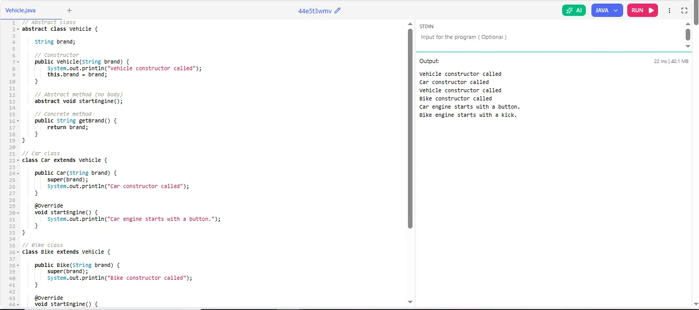 abstract classes java