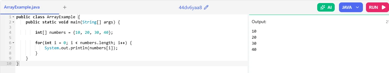 array data type in java
