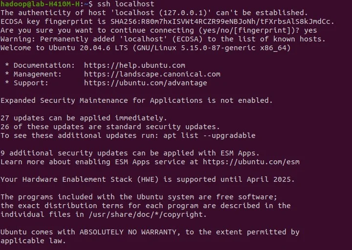 authenticate hosts command in Hadoop
