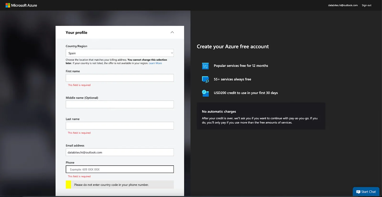 azure account sign in