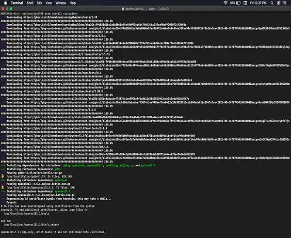 brew install virtualenv in tensorflow